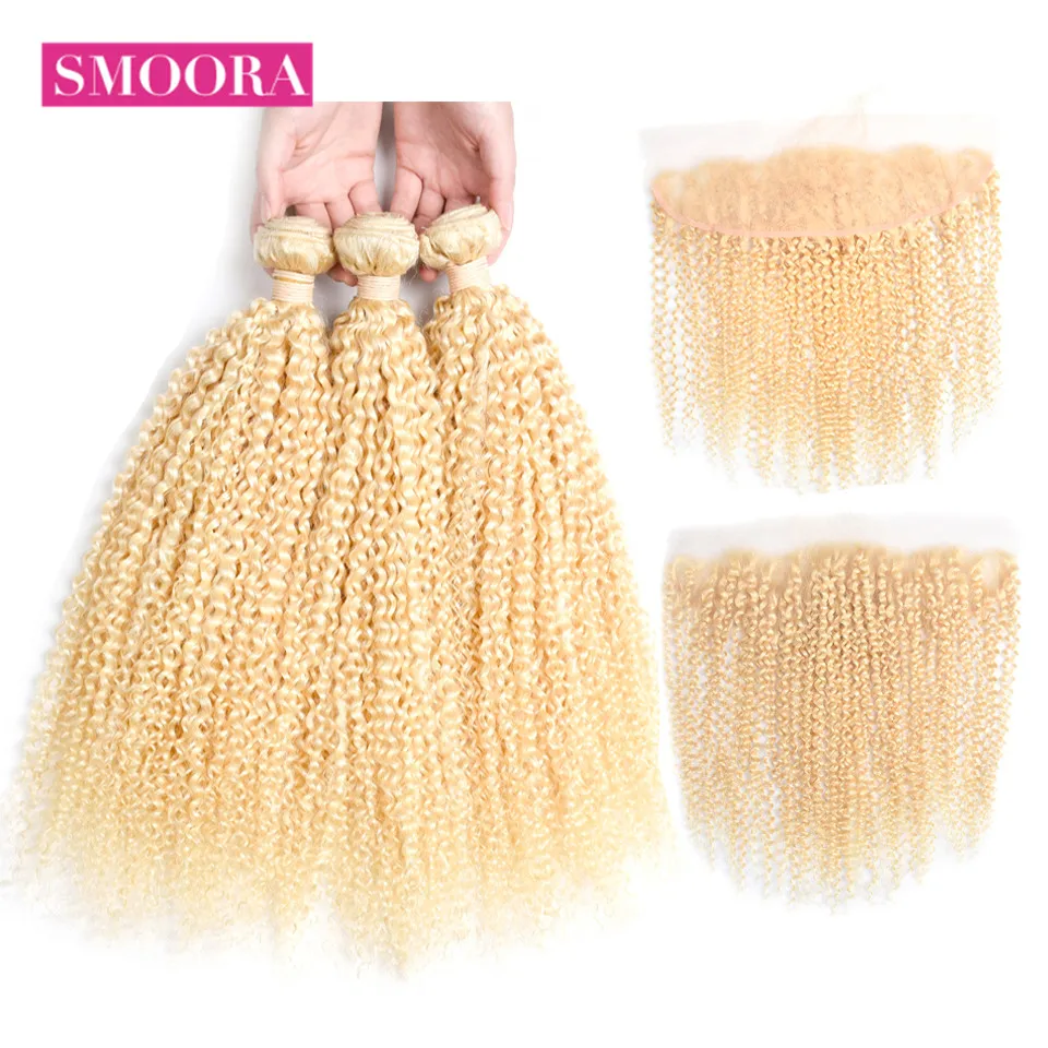 Smoora Malaysian Kinky Curly 613 Blonde Bundles With Closure Ear to Ear 3 Pieces Human Hair Bundles With Lace Frontal Remy
Smoora Malaysian Kinky Curly 613 Blonde Bundles With Closure Ear to Ear 3 Pieces Human Hair Bundles With Lace Frontal Remy