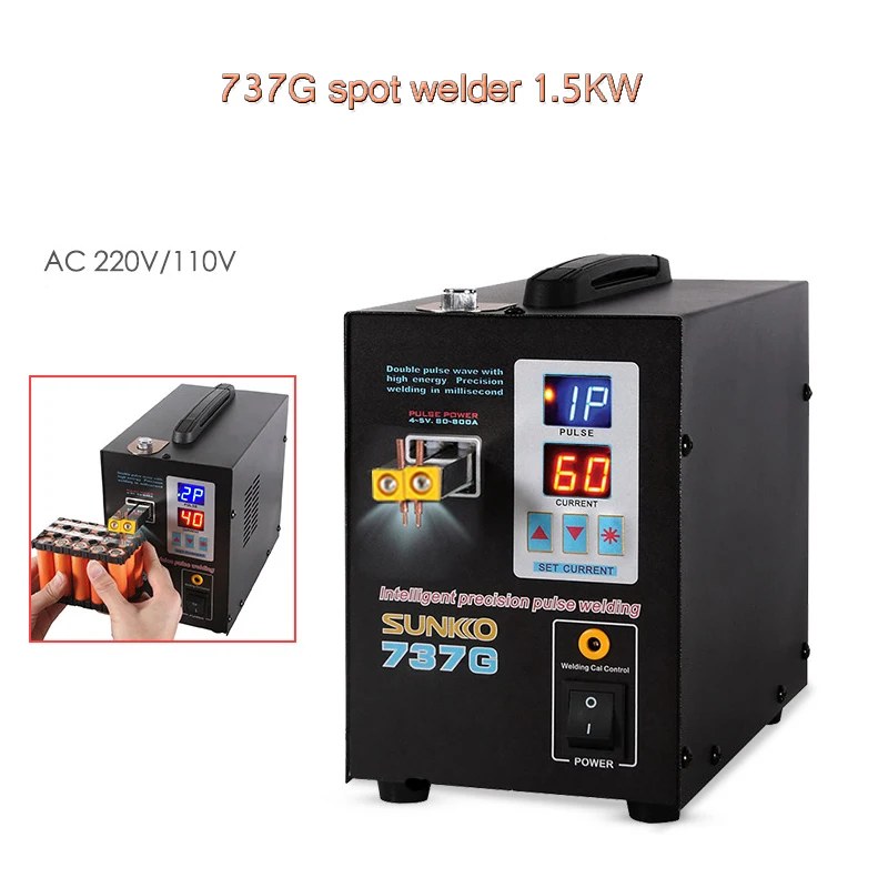 SUNKKO 737G spot welders 1.5kw precision pulse battery spot welder led light welding machine for 18650 battery pack spot welder
SUNKKO 737G spot welders 1.5kw precision pulse battery spot welder led light welding machine for 18650 battery pack spot welder