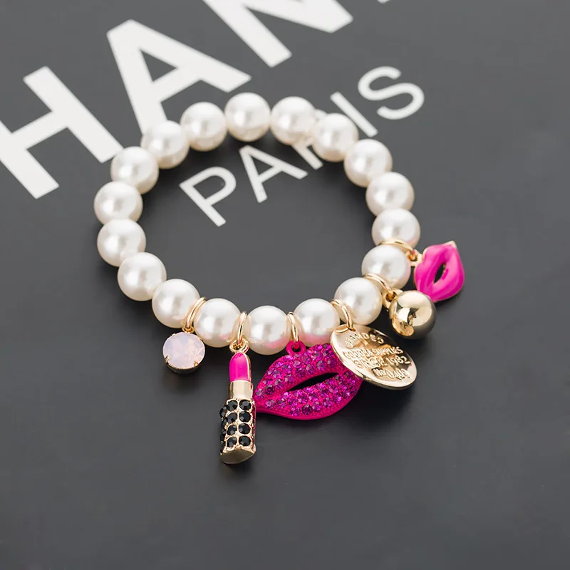 SHIFEEL New Chain Jewelry Bracelets Rhinestone Red Lips Lipstick Imitation Pearl jewelry Pulseiras bracelet ladies Accessories
SHIFEEL New Chain Jewelry Bracelets Rhinestone Red Lips Lipstick Imitation Pearl jewelry Pulseiras bracelet ladies Accessories