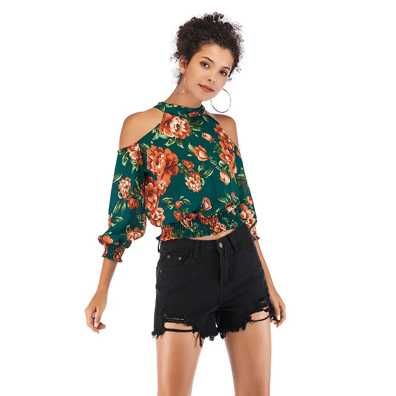 Halter Off the Shoulder Blouses Women Floral Print Elastic Waist Fashion Streetwear Spring Summer Shirts Chiffon Blouse TB5929
Halter Off the Shoulder Blouses Women Floral Print Elastic Waist Fashion Streetwear Spring Summer Shirts Chiffon Blouse TB5929