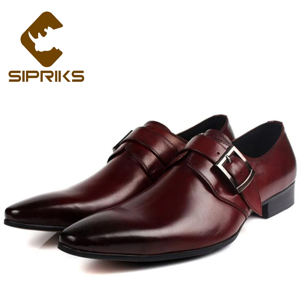 Sipriks Single Monk Strap Shoes For Men Buckle Black Social Shoes Genuine Leather Red Brown Dress Shoes Male Formal Tuxedo Suits
Sipriks Single Monk Strap Shoes For Men Buckle Black Social Shoes Genuine Leather Red Brown Dress Shoes Male Formal Tuxedo Suits