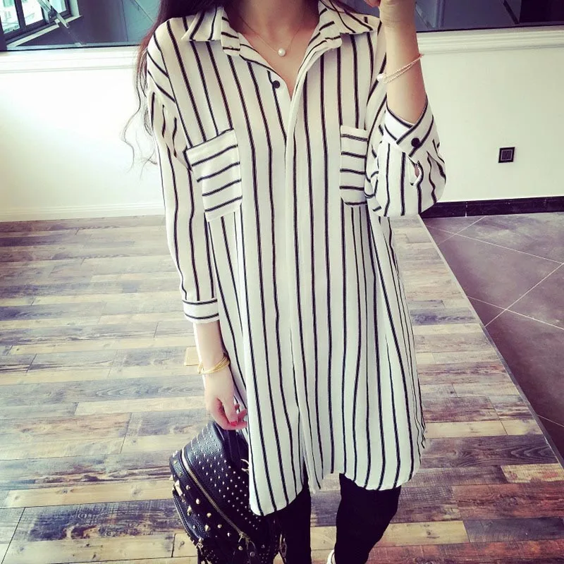 New Fashion Women Chiffon Shirt Spring Summer Striped Blouse Office Work Elegant Loose Tops Plus Size Women Clothing Blusas
New Fashion Women Chiffon Shirt Spring Summer Striped Blouse Office Work Elegant Loose Tops Plus Size Women Clothing Blusas