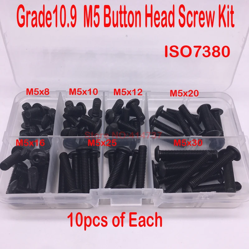 70 шт./лот ISO7380 Grade10.9 M5 набор винтов с круглой головкой длина M5 * 8 мм до M5 * 30 мм
70 шт./лот ISO7380 Grade10.9 M5 набор винтов с круглой головкой длина M5 * 8 мм до M5 * 30 мм