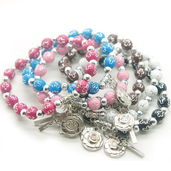 Католический четки модные браслеты розовые браслеты|catholic rosary bracelet|bracelet fashionfashion