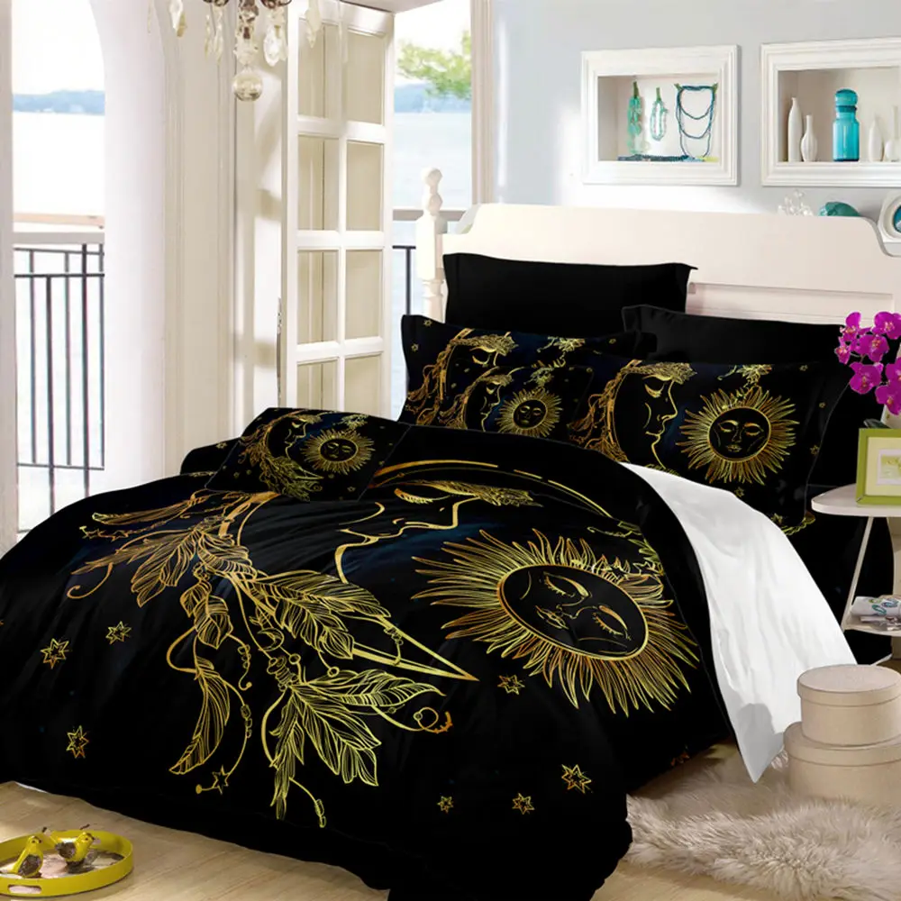 Комплект постельного белья большого размера с золотым изображением