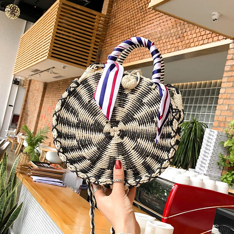 Vintage Round Straw Knitting Handbags Women Summer Beach Rattan Bag Handmade Scarves Ribbon Woven Beach Crossbody Shoulder Bag
Vintage Round Straw Knitting Handbags Women Summer Beach Rattan Bag Handmade Scarves Ribbon Woven Beach Crossbody Shoulder Bag