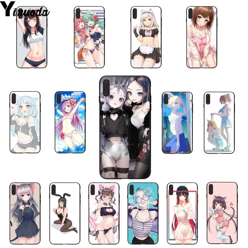 Yinuoda мультяшный аниме kawaii Девушка Кот Красочный милый чехол для телефона iPhone 8 7 6 6S