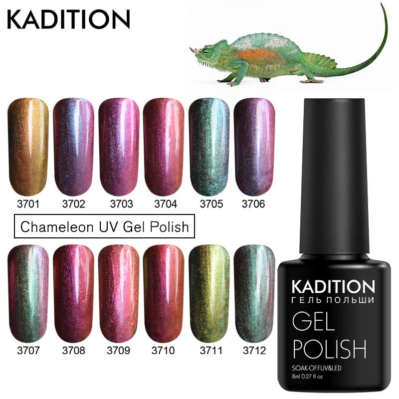 Фото KADITION Новый Хамелеон Гель лак для ногтей 12 цветов Полупостоянный дизайн эмаль