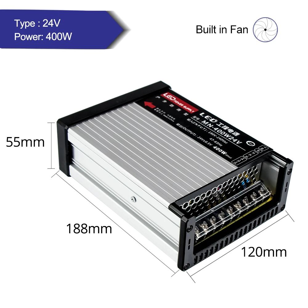 DC24V 250W 400W LED Driver Lighting Transformer Rainproof Power Supply Outdoor Use AC220V Aluminum case | Лампы и освещение