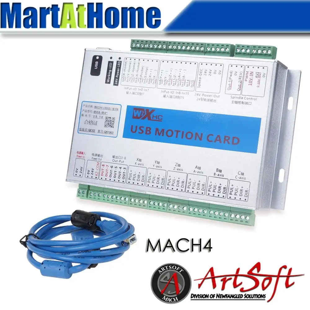 XHC USB 2MHz Mach4 CNC 6 Axis Motion Control Card Breakout Board MK6-M4 for Machine Centre, CNC Engraving Machine #SM782 @SD
XHC USB 2MHz Mach4 CNC 6 Axis Motion Control Card Breakout Board MK6-M4 for Machine Centre, CNC Engraving Machine #SM782 @SD