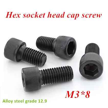 1000pcs/lot M3*8mm DIN 912 Hex Socket Head Cap Screw Black Steel Metric Thread Grade 12.9 Fastener
1000pcs/lot M3*8mm DIN 912 Hex Socket Head Cap Screw Black Steel Metric Thread Grade 12.9 Fastener
