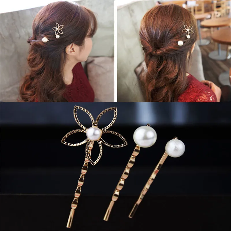 3Pcs/set Pearl flower Gold Color Hair Clip Bobby Pin Barrette Hairband Hairpin Headdress for women girls Hair Accessories
3Pcs/set Pearl flower Gold Color Hair Clip Bobby Pin Barrette Hairband Hairpin Headdress for women girls Hair Accessories