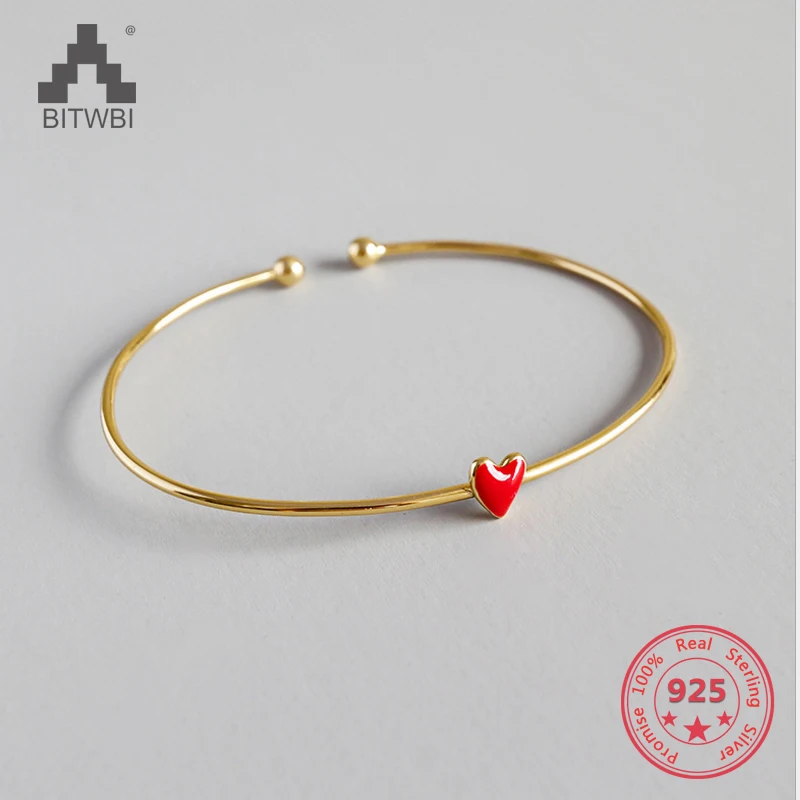 100% S925 sterling silver fashion temperament red Epoxy love heart gold-plated bracelet female jewelry
100% S925 sterling silver fashion temperament red Epoxy love heart gold-plated bracelet female jewelry