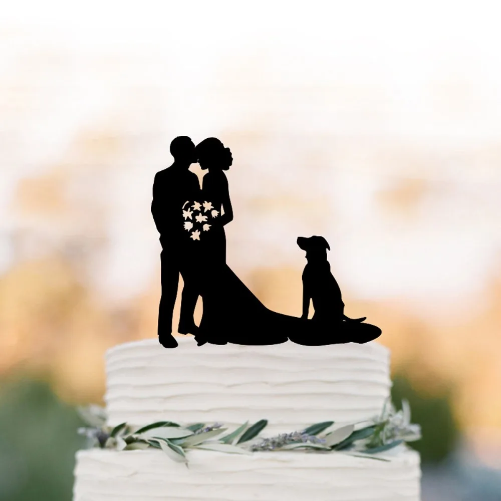 Mr and Mrs Wedding Cake Topper, Groom kissing brides forehead with dog silhouette Cake topper , funny wedding cake topper decor
Mr and Mrs Wedding Cake Topper, Groom kissing brides forehead with dog silhouette Cake topper , funny wedding cake topper decor