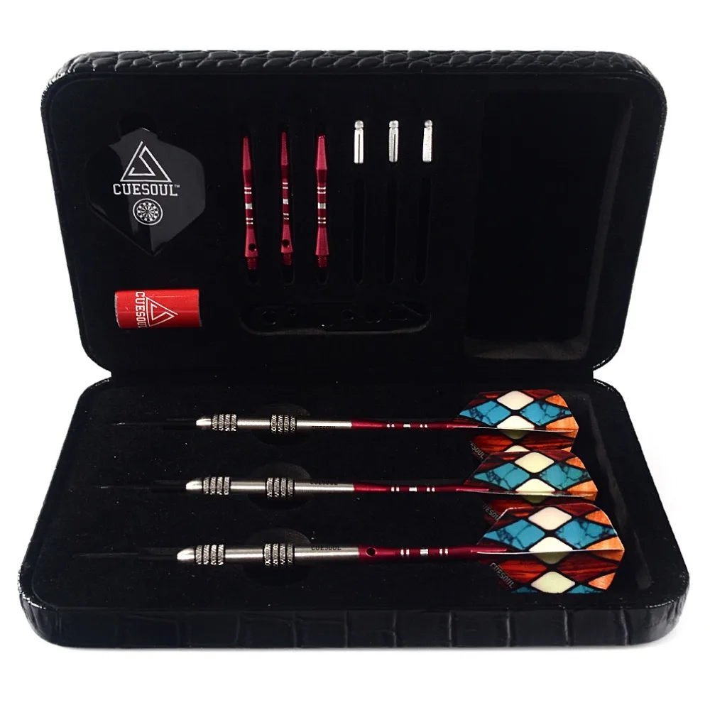 CUESOUL 24 Grams Tungsten Steel Tip Darts Set 90% Tungsten With Luxury Black Dart Case
CUESOUL 24 Grams Tungsten Steel Tip Darts Set 90% Tungsten With Luxury Black Dart Case