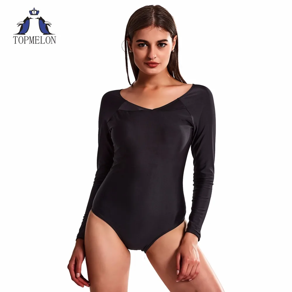 Swimsuit long sleeve Swimwear Vintage One piece Surfing Female Biquini Piece monokini Cut Out bathing suit | Спорт и развлечения