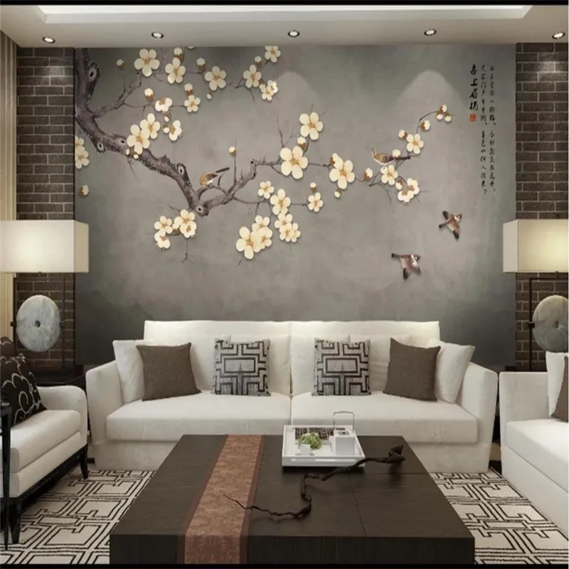 Customized large wallpaper hand-painted plum blossoms and birds TV background wall hi Meitou mural waterproof material
Customized large wallpaper hand-painted plum blossoms and birds TV background wall hi Meitou mural waterproof material