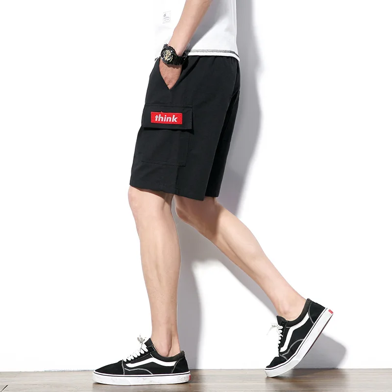 Мужские шорты с эластичной резинкой на талии модные летние для бега по колено
