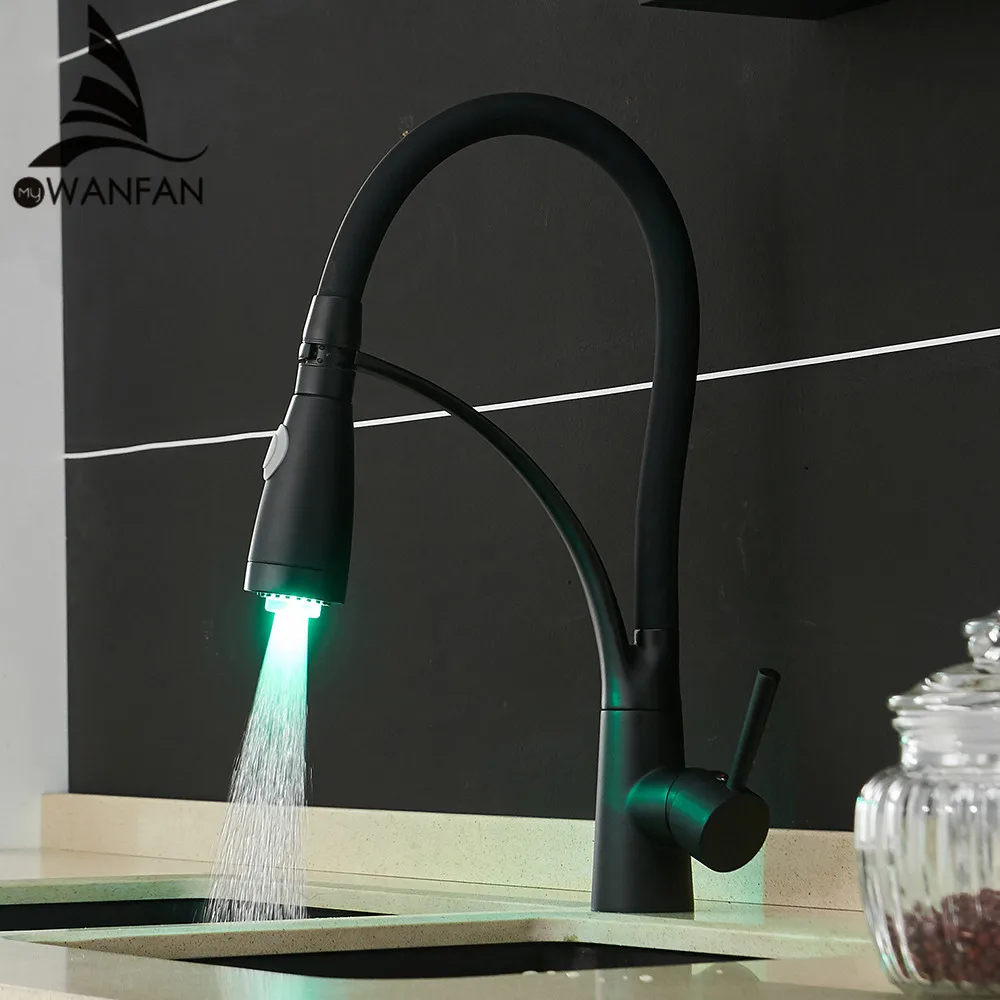 LED Kitchen Faucets with Rubber Design Black Mixer Faucet for Kitchen Single Handle Pull Down Deck Mounted Crane GYD-7668
LED Kitchen Faucets with Rubber Design Black Mixer Faucet for Kitchen Single Handle Pull Down Deck Mounted Crane GYD-7668
