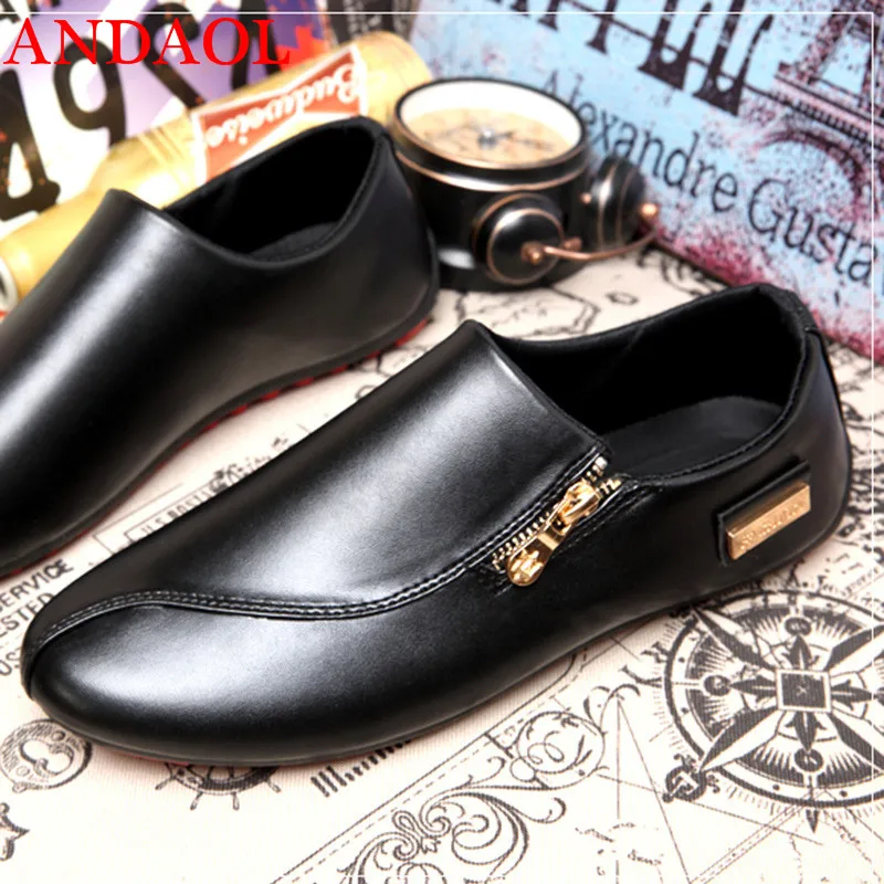 ANDAOL Men's Bright Leather Casual Shoes Fashion Soild Non-Slip Zip Light Designer Loafers Luxury Bushiness Office Driving Shoes
ANDAOL Men's Bright Leather Casual Shoes Fashion Soild Non-Slip Zip Light Designer Loafers Luxury Bushiness Office Driving Shoes
