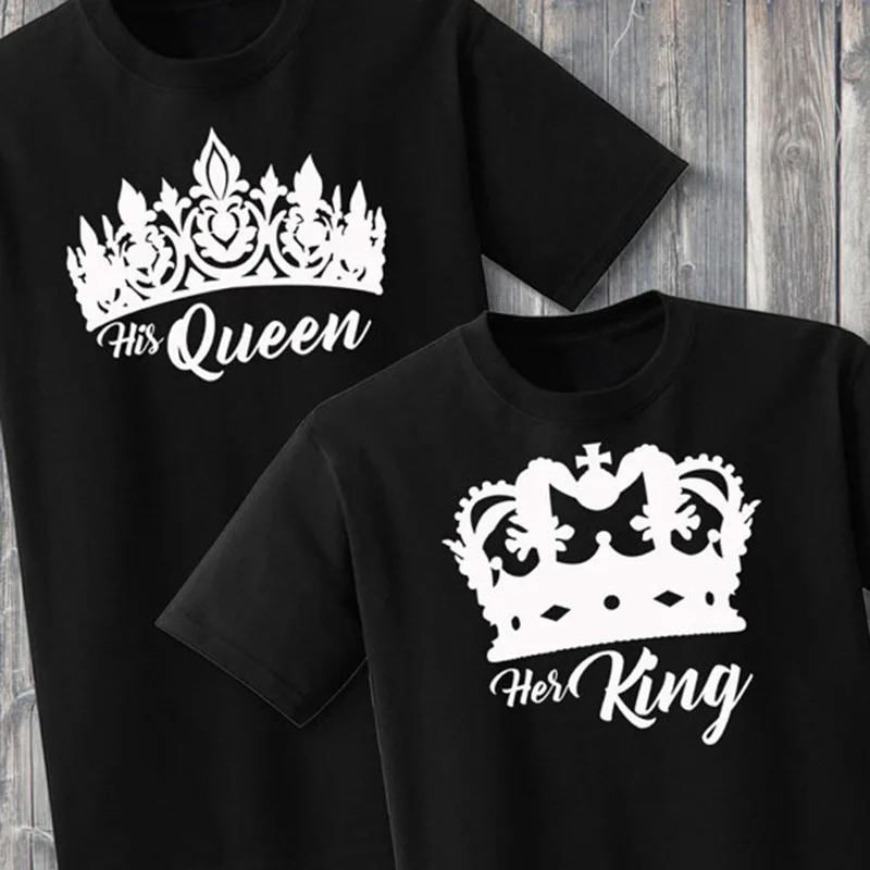 Его Queen ее King Рубашки для мальчиков соответствия женщин футболка king и пара