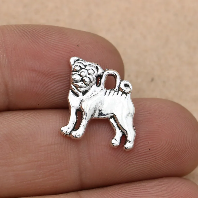 10PCS Tibetan Silver Plated Pug Dog Charms Pendants For Jewelry Making Diy Craft Charms Handmade 16x15mm
10PCS Tibetan Silver Plated Pug Dog Charms Pendants For Jewelry Making Diy Craft Charms Handmade 16x15mm