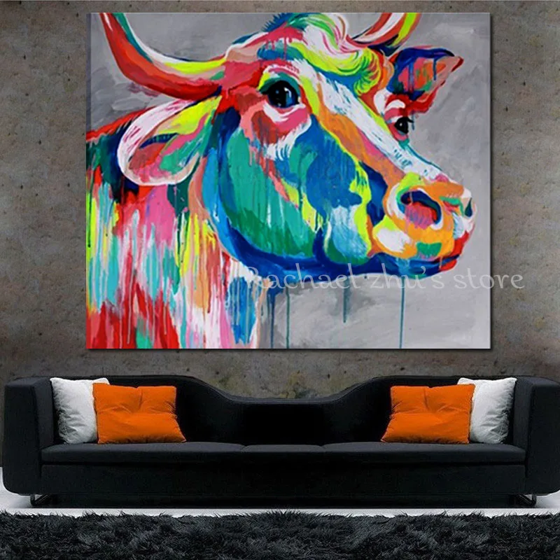 Hand Painted Pop Art Water Color Cow Oil Paintings On Canvas Modern Animal Cow Wall Pictures For Living Room Home Wall Decor
Hand Painted Pop Art Water Color Cow Oil Paintings On Canvas Modern Animal Cow Wall Pictures For Living Room Home Wall Decor
