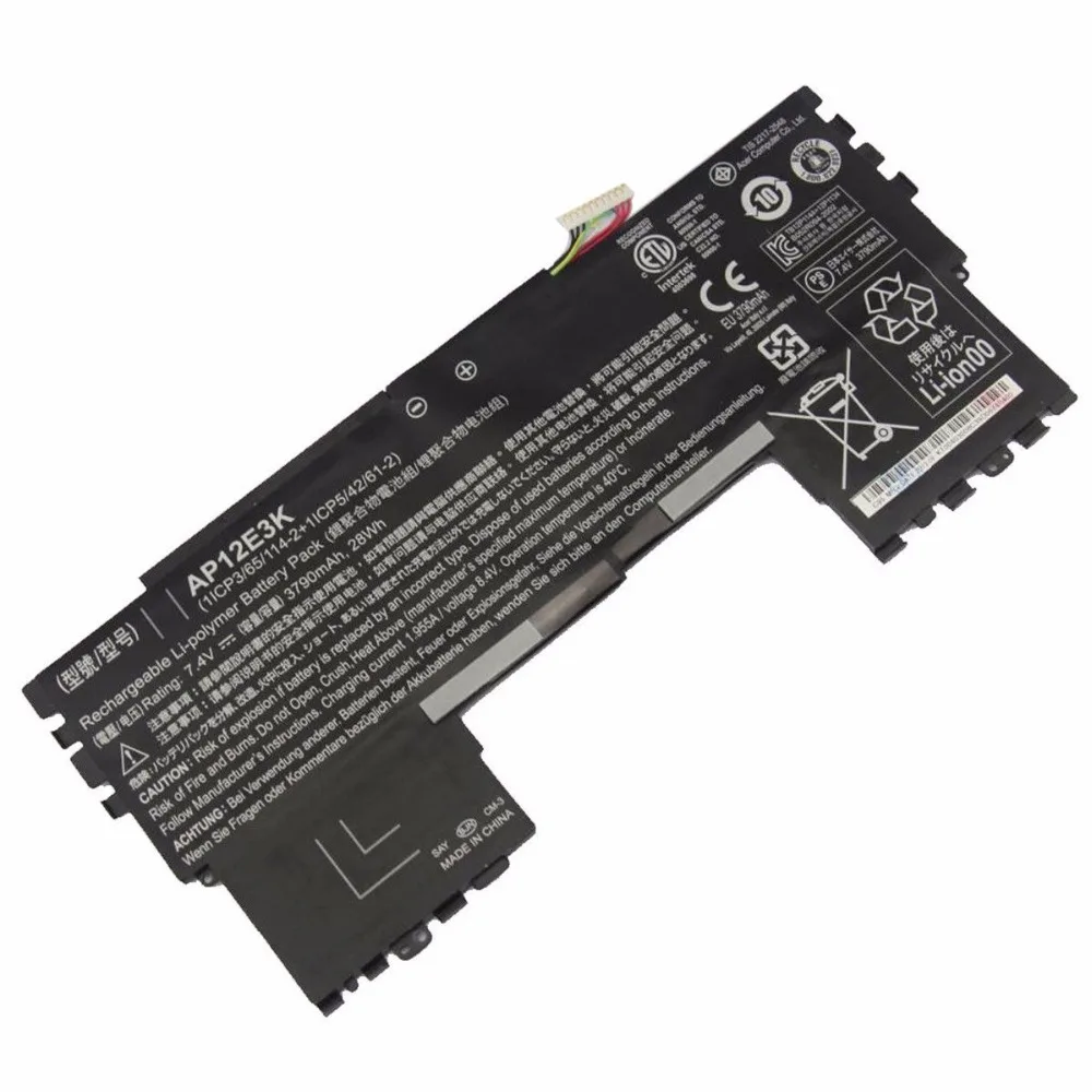 Новый оригинальный аккумулятор для ноутбука Acer Aspire S7-191 series AP12E3K 7 4 V 3790mah |