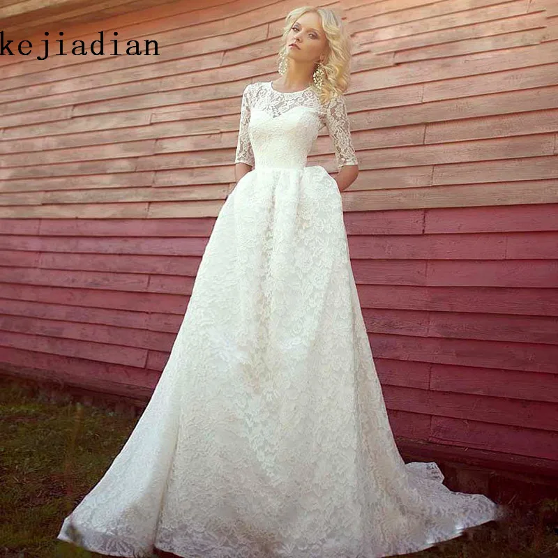 Robe de Mariee 2022 Vestidos de Casamento Elegant White scoop Half sleeves Lace a-line Wedding Dresses China
Robe de Mariee 2022 Vestidos de Casamento Elegant White scoop Half sleeves Lace a-line Wedding Dresses China