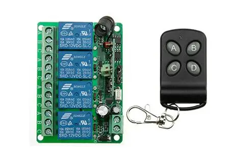 DC12V 4CH Relay 10A RF Wireless Remote Control Switch System Receiver & Transmitter Wireless Lighting Switch For Smart Home
DC12V 4CH Relay 10A RF Wireless Remote Control Switch System Receiver & Transmitter Wireless Lighting Switch For Smart Home
