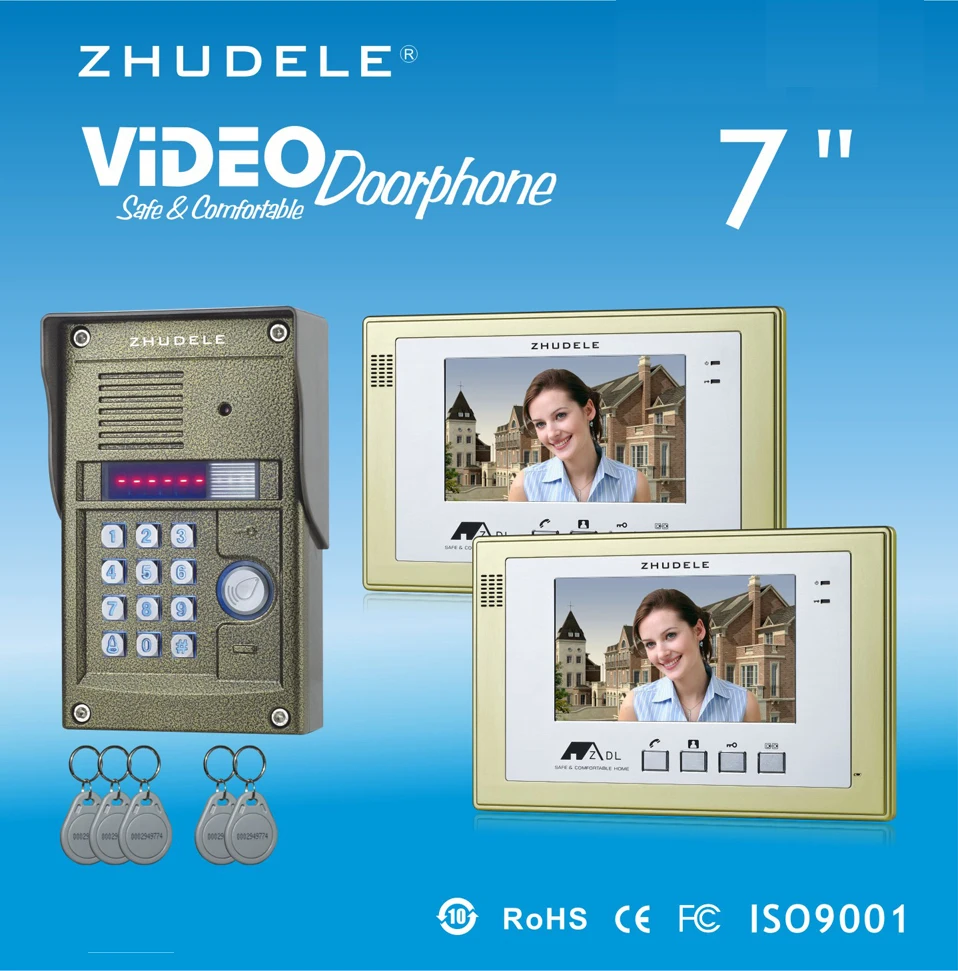 ZHUDELE Высокое качество 7 "видео телефон двери металла литья под давлением 700TVLine HD