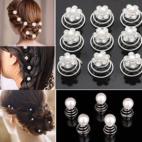 

12x Wedding Bridal Hair Pins Rhinestone Twists Coil Flower Swirl Spiral Hairpins