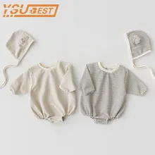 2019 Baby Boys Girls Clothes Jumpsuits+Hat Long Sleeves Baby clothing Infant Girl Clothes Cotton Baby Rompers Korea Japan Style
