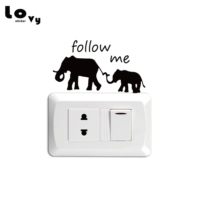 FOLLOW ME Baby Elephant In Zoo виниловый стикер для переключателя креативные Мультяшные