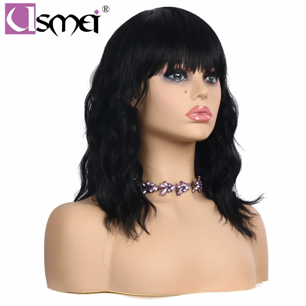 USMEI short shoulder natural Wave synthetic Wigs neat bangs 1# cosplay Natural Black Hair wig for Women high temperature fiber
USMEI short shoulder natural Wave synthetic Wigs neat bangs 1# cosplay Natural Black Hair wig for Women high temperature fiber