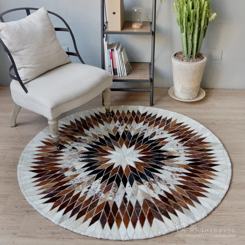 New Hand Stitching Cowhide Round Carpets, The Sitting Room The Bedroom Rugs, The Sofa Geometric Luxury Large Carpet.
New Hand Stitching Cowhide Round Carpets, The Sitting Room The Bedroom Rugs, The Sofa Geometric Luxury Large Carpet.