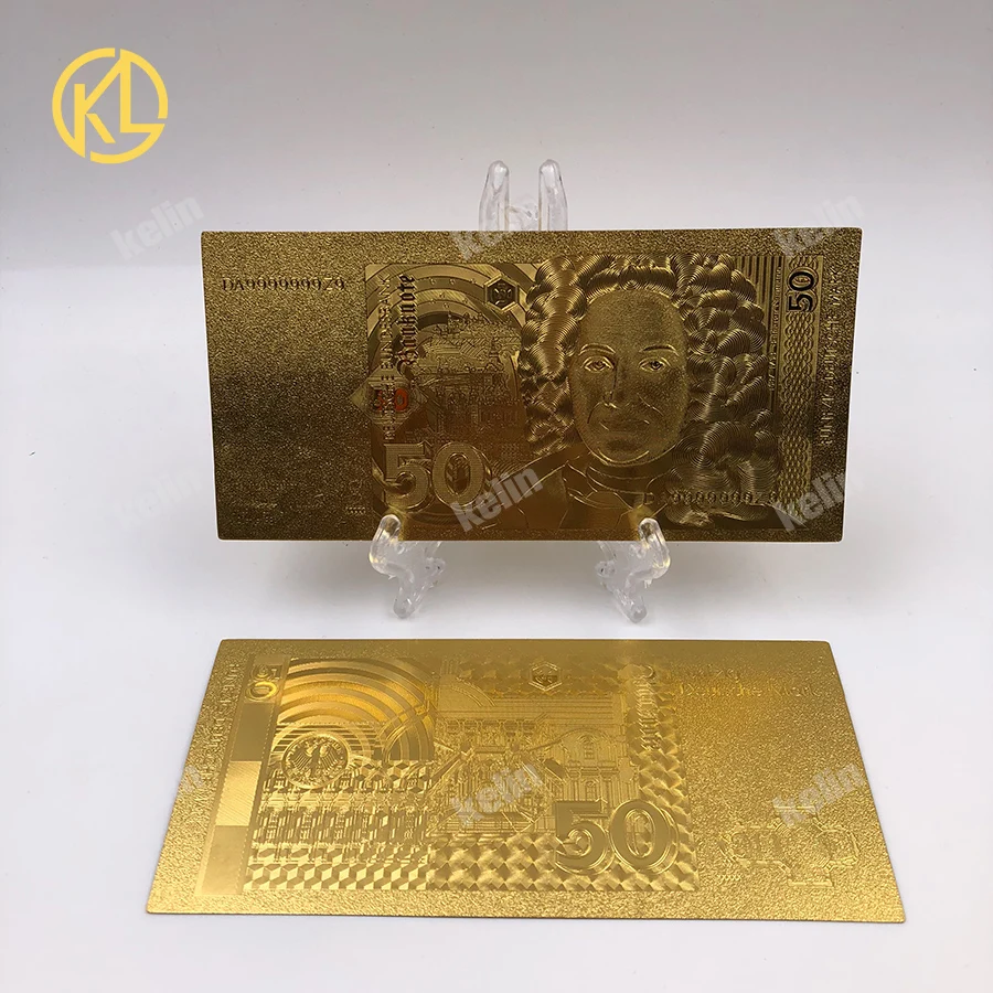 10pcs/lot Classic German Balthasar Neumann 50 Mark Gold Foil Banknote in Plastic Souvenir Notes
10pcs/lot Classic German Balthasar Neumann 50 Mark Gold Foil Banknote in Plastic Souvenir Notes