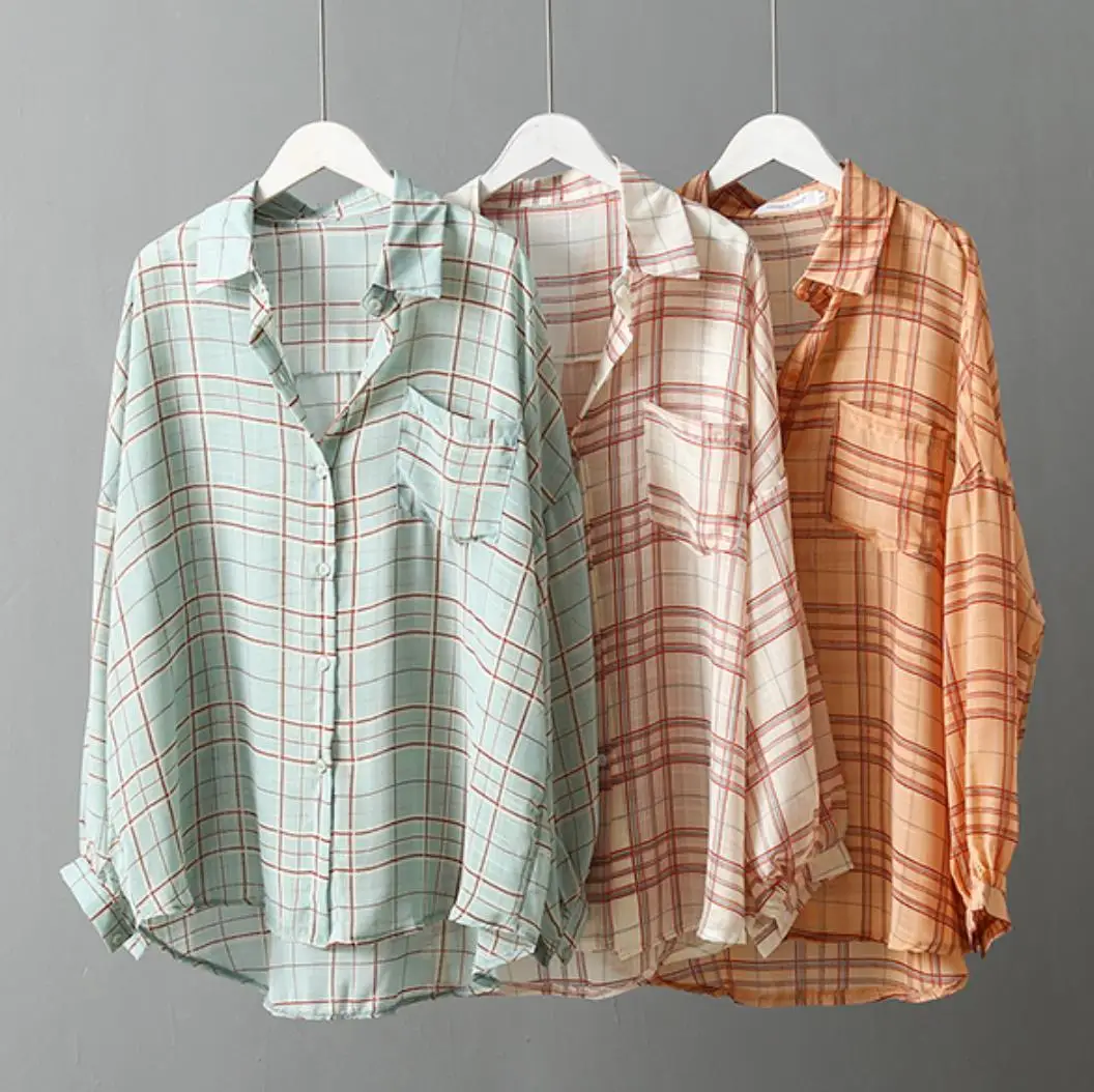 2019 Plaid Patchwork Vintage Mujer Blouse Loose Casual Turn-down collar Shirts New Fashion Summer Korean Blusas
2019 Plaid Patchwork Vintage Mujer Blouse Loose Casual Turn-down collar Shirts New Fashion Summer Korean Blusas