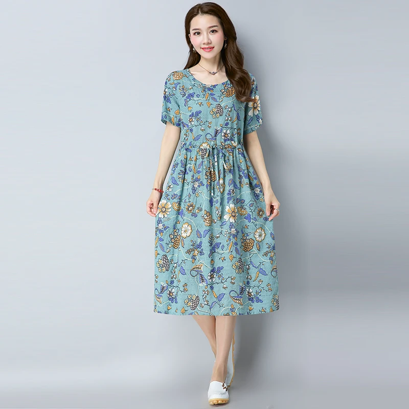 Fashion 2022 New Women Dresses Casual Vintage Cotton Linen Print Loose Summer Dress Short Sleeve O-Neck Vintage Dress Clothing
Fashion 2022 New Women Dresses Casual Vintage Cotton Linen Print Loose Summer Dress Short Sleeve O-Neck Vintage Dress Clothing