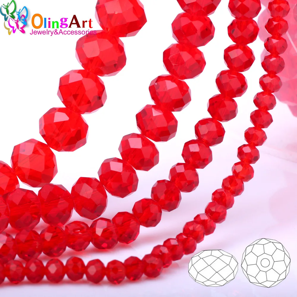 

Olingart Red Colors3/4/6/8/10/12mm Rondelle Austria faceted Crystal Glass Beads Loose Spacer Round Beads for Jewelry Making