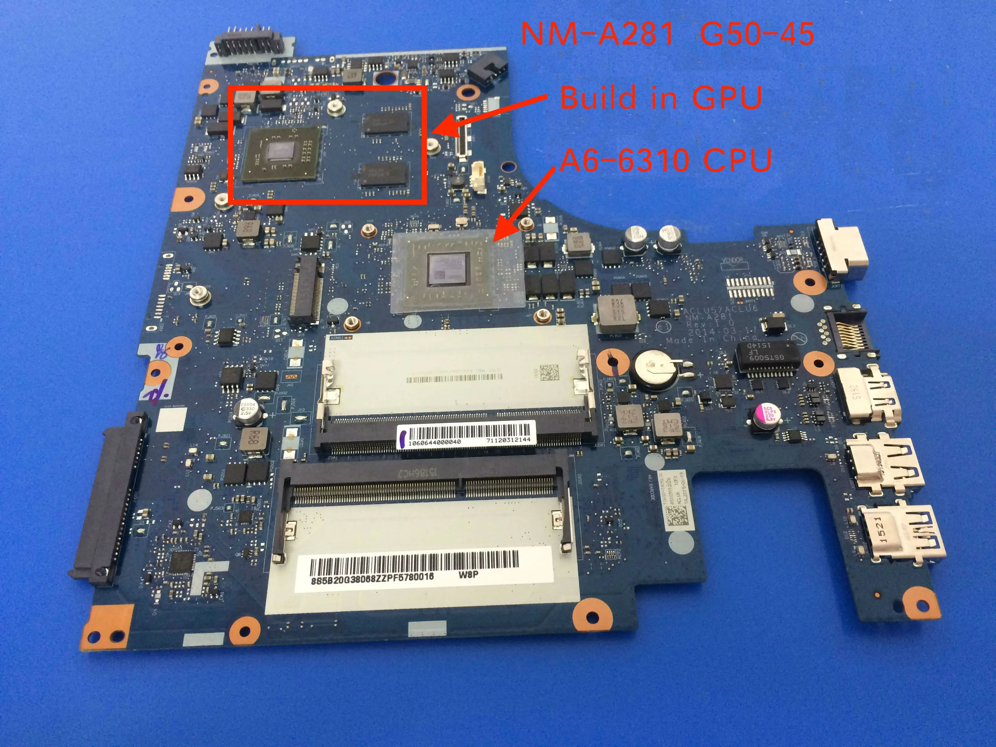 ACLU5 ACLU6 NM-A281 G50-45 Laptop motherboard For Lenovo G50-45 mainboard with AMD A6-6310 CPU
ACLU5 ACLU6 NM-A281 G50-45 Laptop motherboard For Lenovo G50-45 mainboard with AMD A6-6310 CPU