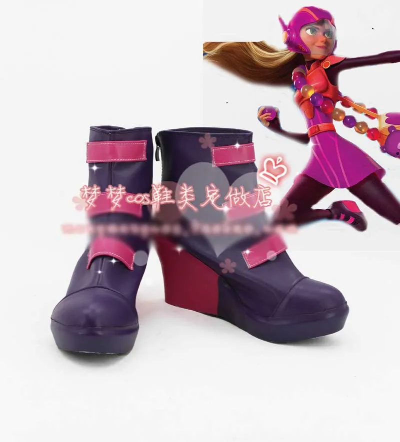 Обувь для костюмированной вечеринки Big hero 6 Honey Lemon короткие ботинки фиолетового