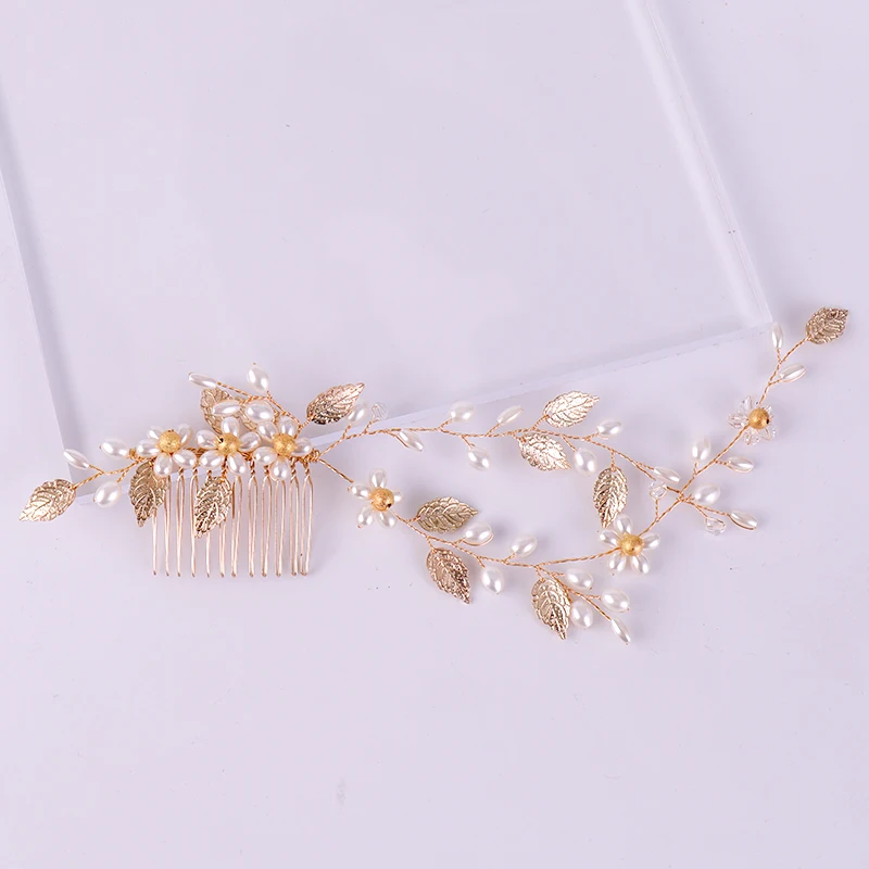 Wedding Pearl Hair Comb Bride Headband Gold Hair Accessories Pearl Flower Bridal Wedding Hairbands Women's Decorations Jewelry
Wedding Pearl Hair Comb Bride Headband Gold Hair Accessories Pearl Flower Bridal Wedding Hairbands Women's Decorations Jewelry