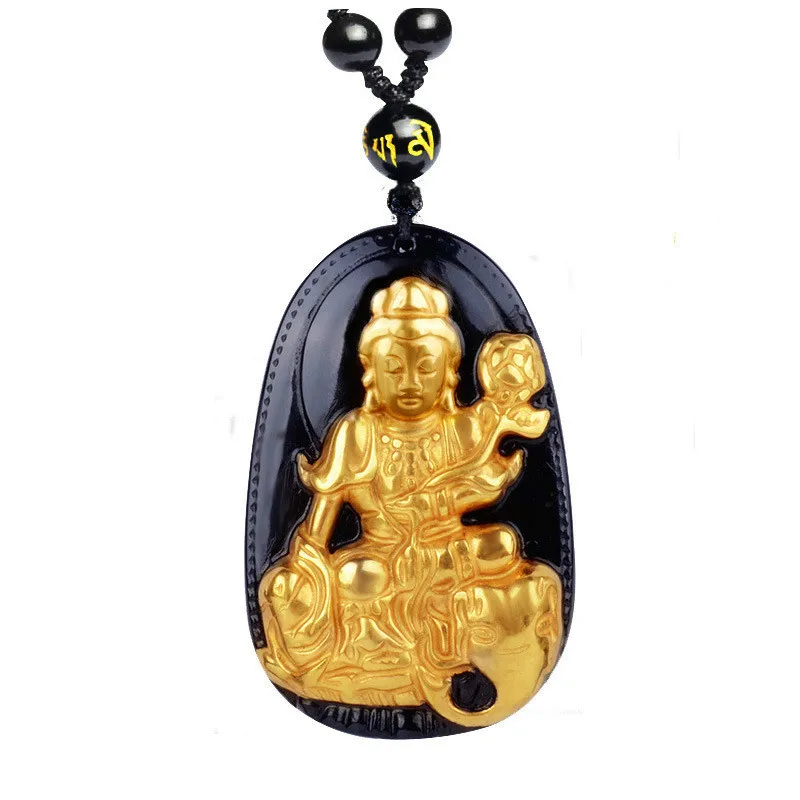 High Quality Gold+ Natural Black Obsidian Carved Buddha Lucky Amulet Pendant For Women Men pendants Gift Jewelry
High Quality Gold+ Natural Black Obsidian Carved Buddha Lucky Amulet Pendant For Women Men pendants Gift Jewelry