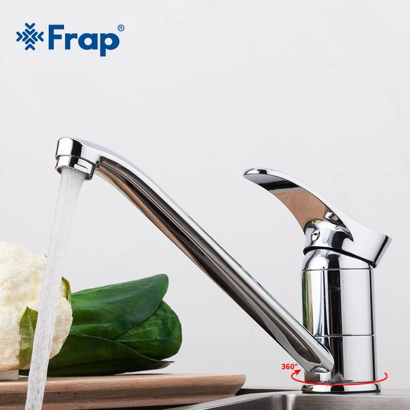 

Frap Chrome Finished Kitchen sink Faucet Cold and Hot Water Mixer tap Single Handle Crane Torneira Cozinha 360 Degree Rotation