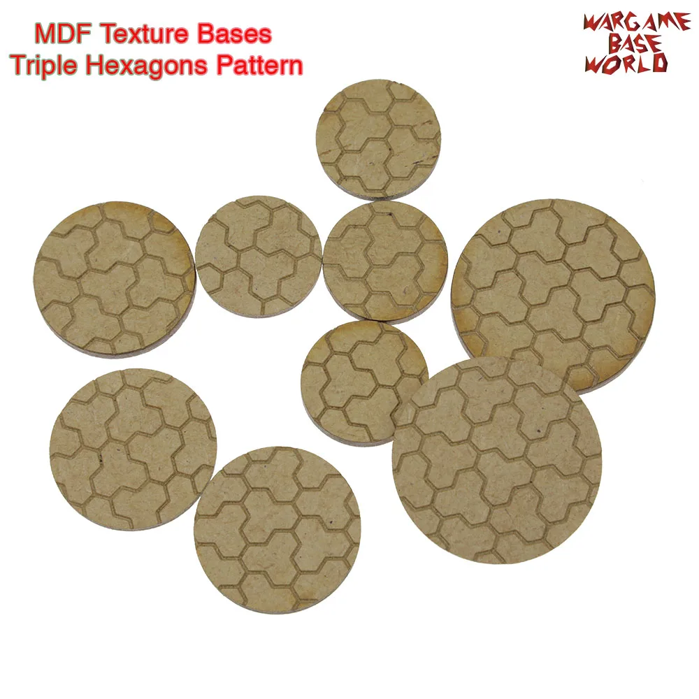 MDF Texture Bases - 25mm - 40mm Round Triple Hexagons Pattern Bricks Texture bases - Laser Cut wood
MDF Texture Bases - 25mm - 40mm Round Triple Hexagons Pattern Bricks Texture bases - Laser Cut wood