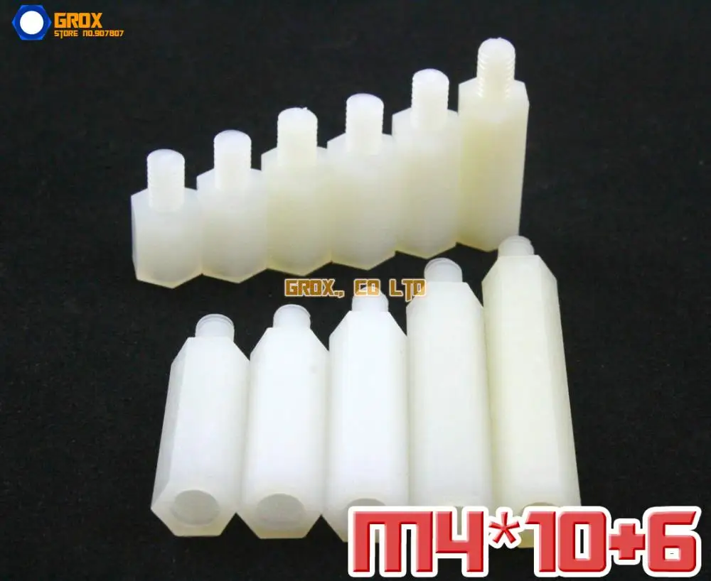 100 Pieces Nylon M4 x 10 + 6mm Female to Male PCB Motherboard Standoff Hex Spacer
100 Pieces Nylon M4 x 10 + 6mm Female to Male PCB Motherboard Standoff Hex Spacer
