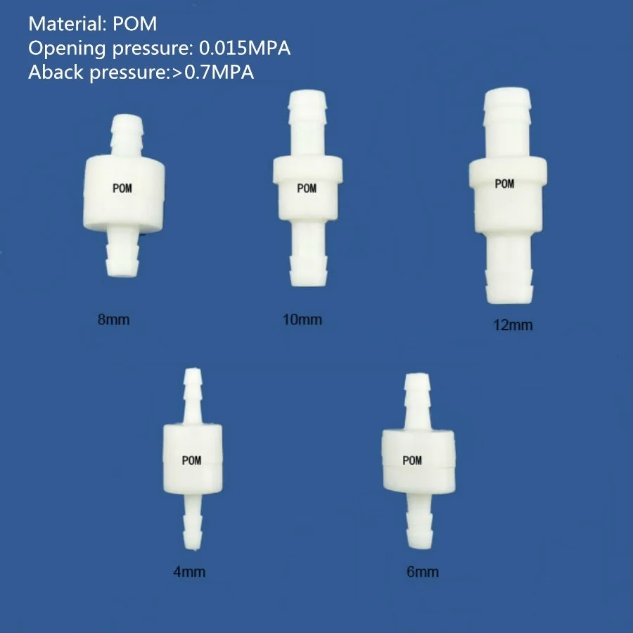 High Pressure Aback Check Valve Plastic Liquid Gas Non Return Valve No Return Valve Size 4mm,,6mm,8mm,10mm,12mm
High Pressure Aback Check Valve Plastic Liquid Gas Non Return Valve No Return Valve Size 4mm,,6mm,8mm,10mm,12mm