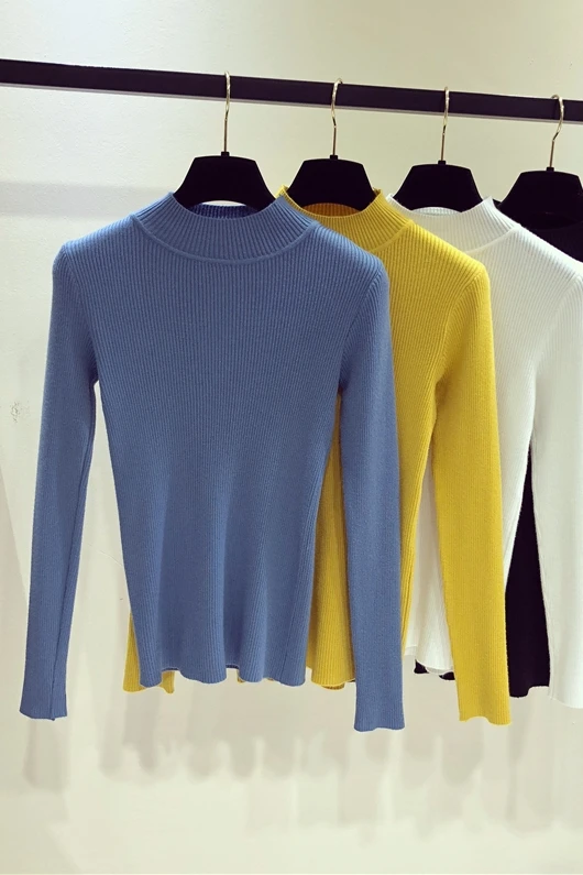 New Style Female Korean Pure Color Slim High Necked Sweater Bottoming Warm Long Sleeved Knitted Sweater.LJ0905
New Style Female Korean Pure Color Slim High Necked Sweater Bottoming Warm Long Sleeved Knitted Sweater.LJ0905