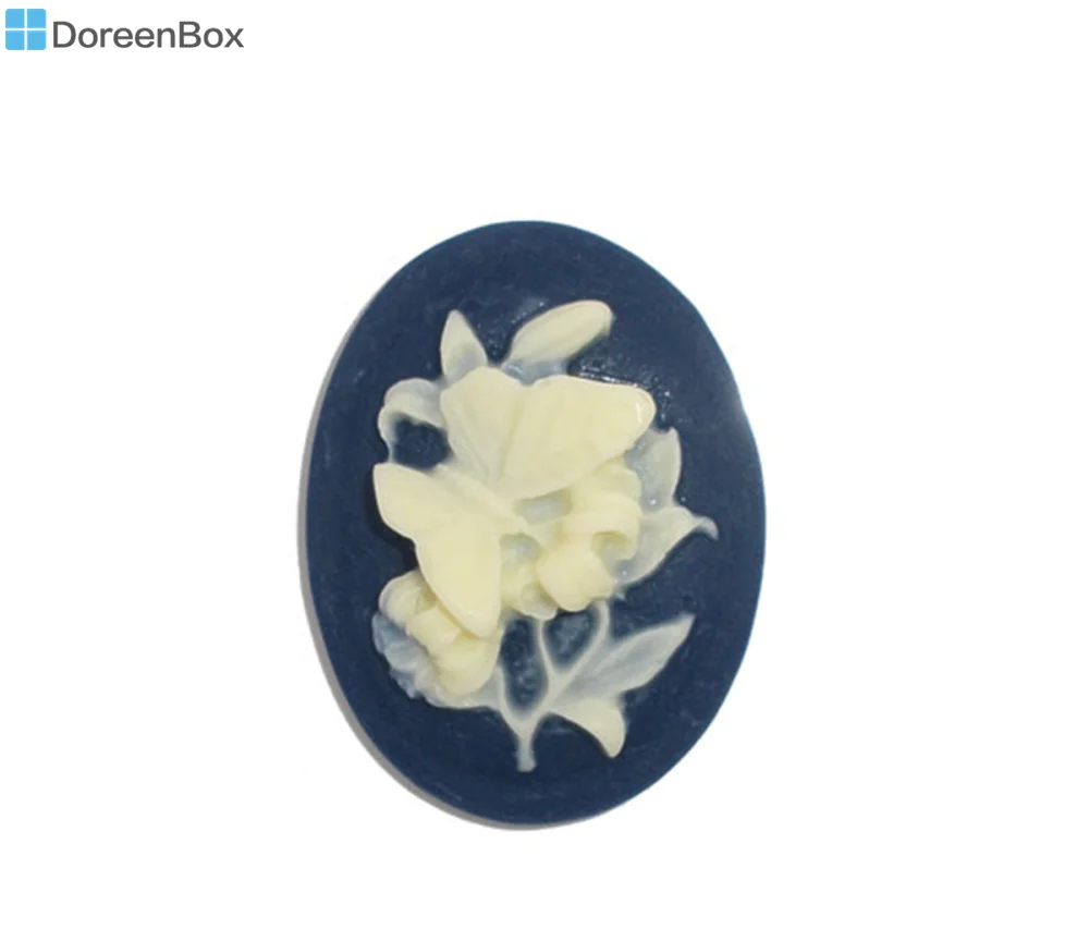 

Doreen Box Lovely 10 Resin Flower Oval Cameo Embellishment Findings (B06634)